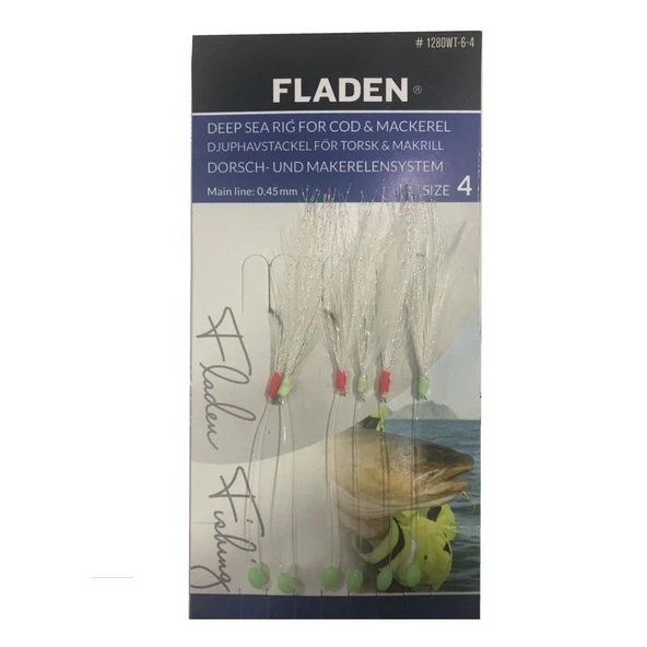 F1280WT-6-1 Fladen Sabiki Beyaz Tüylü 1 Numara 6 Kancalı Palamut Çaparisi ürün görseli 1