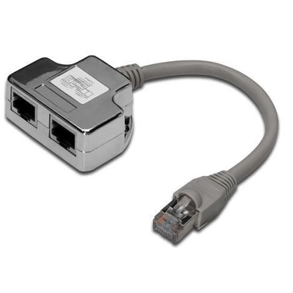 DN-93904 Digitus CAT. 5E Patch Kablo Adaptörü, Zırhlı/Shielded, 2 x RJ45 Dişi <-> 1 x RJ45 Erkek, Kablo mesafesi 0.19 metre