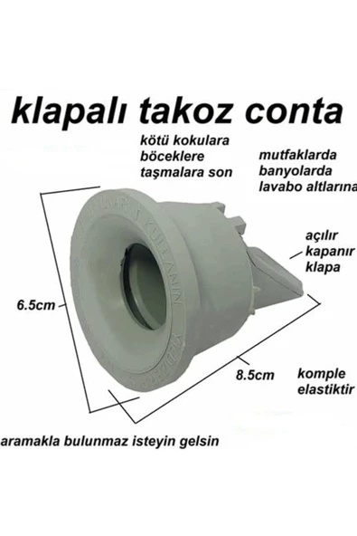mintev Lavabo Koku Giderici Çek Valfli Haşere Önleyici Lavabo Gider Adaptör Conta Ø50 - 2