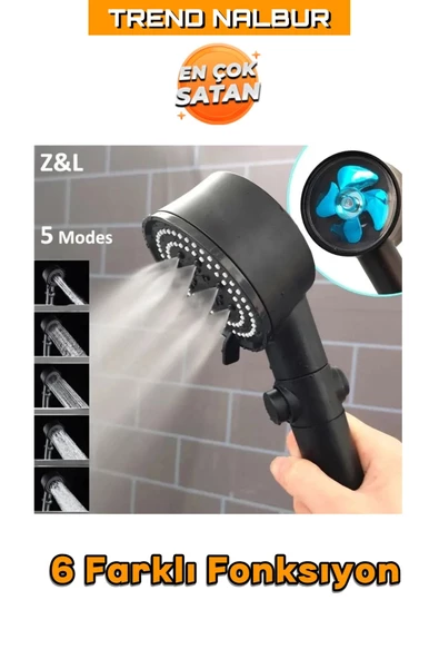 mintev Turbo Pervaneli PVC Hortumlu Siyah Elit Duş Seti - 3