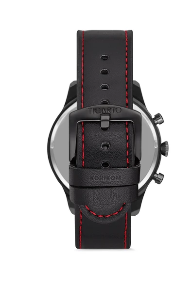 Ticarto T-3027A2 Gerçek Deri Kordon Çelik Kasa Erkek Kol Saati - Resim 1