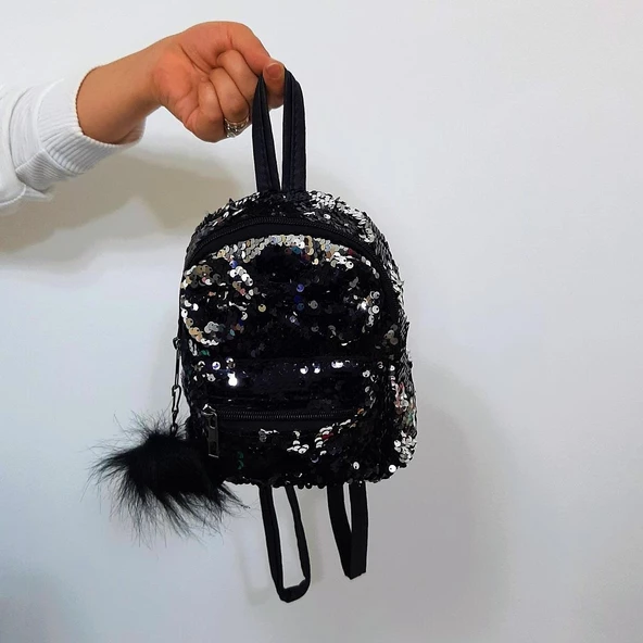 Fiyra crn Siyah Pullu Kız Çocuk Sırt Çantası (16cmx20cmx10cm) - 7