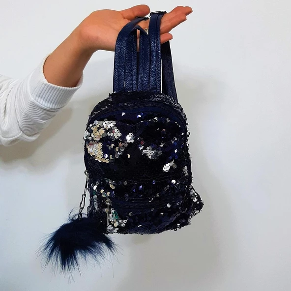 Fiyra crn Lacivert Pullu Kız Çocuk Sırt Çantası (16cmx20cmx10cm) - 3