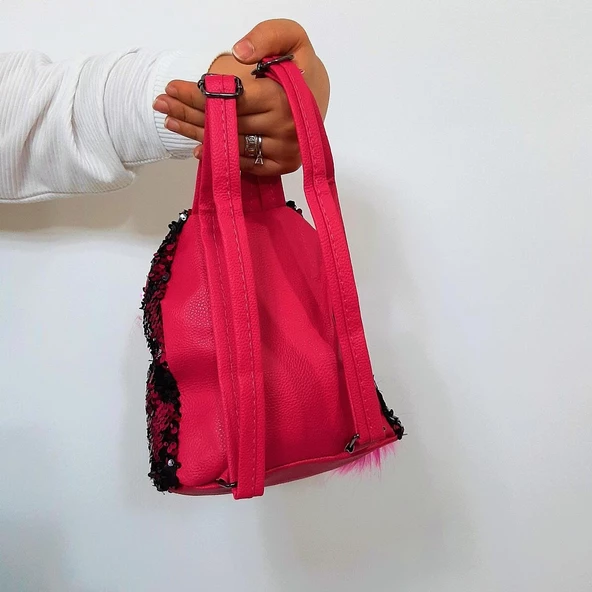Fiyra crn Fuşya Pullu Kız Çocuk Sırt Çantası (16cmx20cmx10cm) - Resim 5