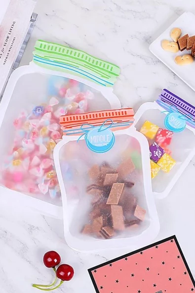 3'lü Kilitli Poşet - Küçük, Orta ve Büyük Boy Plastik Saklama Kabı Seti - 2