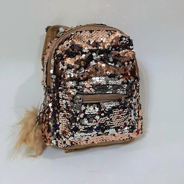 Fiyra crn Dore Altın Pullu Kız Çocuk Sırt Çantası (16cmx20cmx10cm) - Resim 2