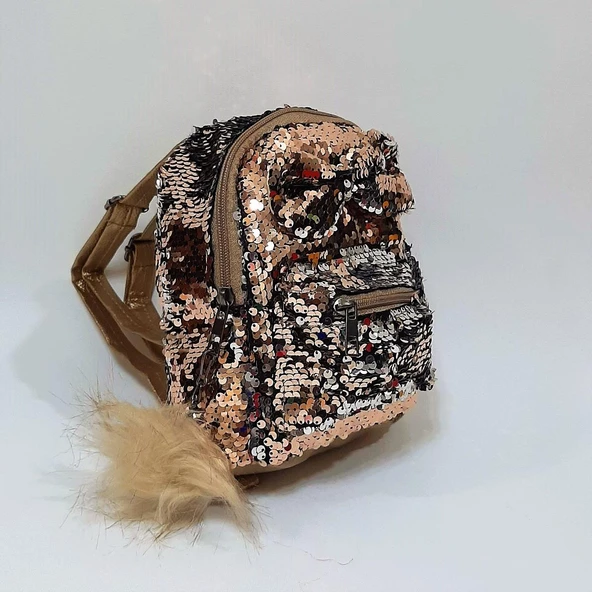 Fiyra crn Dore Altın Pullu Kız Çocuk Sırt Çantası (16cmx20cmx10cm) - Resim 3