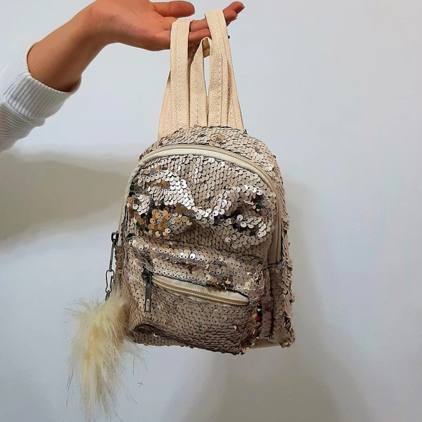 Fiyra crn Krem Pullu Kız Çocuk Sırt Çantası (16cmx20cmx10cm) - 4