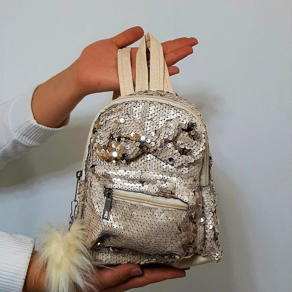Fiyra crn Krem Pullu Kız Çocuk Sırt Çantası (16cmx20cmx10cm) - 2