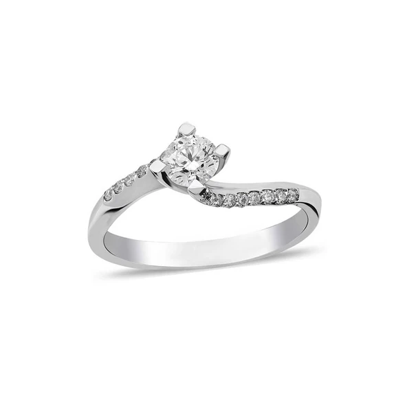 0.45ct Pırlanta Kolları Taşlı Tektaş Yüzük
