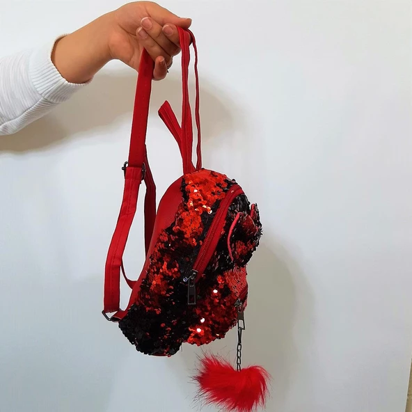 Fiyra crn Kırmızı Pullu Kız Çocuk Sırt Çantası (16cmx20cmx10cm) - 6