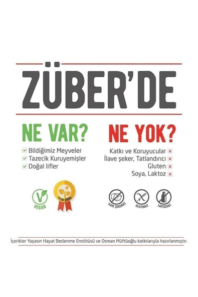 Züber Meyve Bar Yer Fıstıklı Ve Kakaolu 40g X 12 Adet - Resim 5