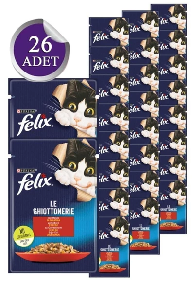 FELIX Sığır Etli 85 Gr. X 26 Adet Yaş Kedi Maması (yeni Paket)