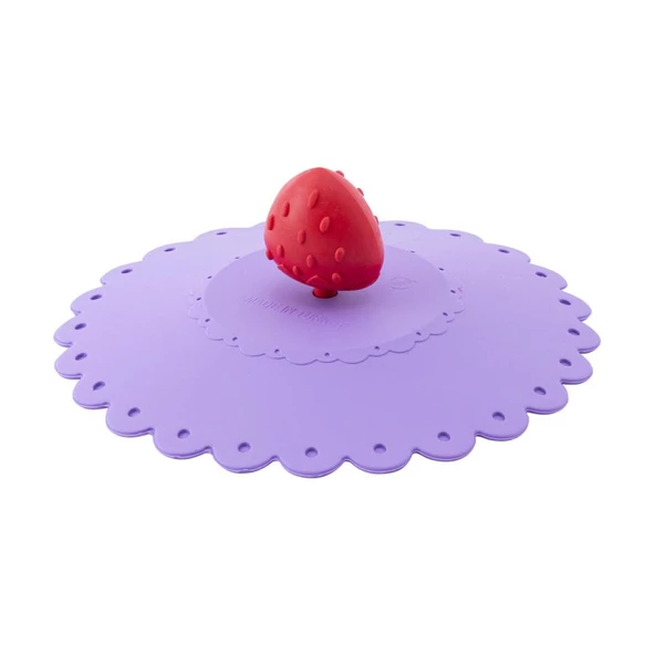 Toz Geçirmez Ve Isı Koruyucu Bardak Kapağı, Çilek Figürlü Silikon Bardak Kapağı - 4