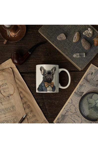 French Bulldog Köpekli Kupa Canlı Renkler Kupa Baskı (İSİM YAZDIRABİLİRSİNİZ) - 2