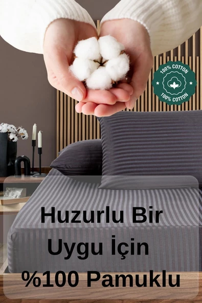 Soft Cotton Çift Kişilik Lastikli Çarşaf Takımı 180x200 cm + 2 adet Yastık Kılıfı 50x70 cm - 3