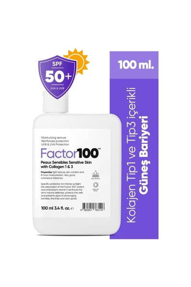 FACTOR,FACTOR100 Ultra Nemlendirici Leke Karşıtı Yüksek Korumalı SPF50+ 100ML  ecza deposu ürünü