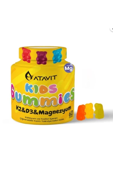 ATAVİT,KIDS D3 K2 MAGNEZYUM GUMMIES 60 ADET 8682340346936