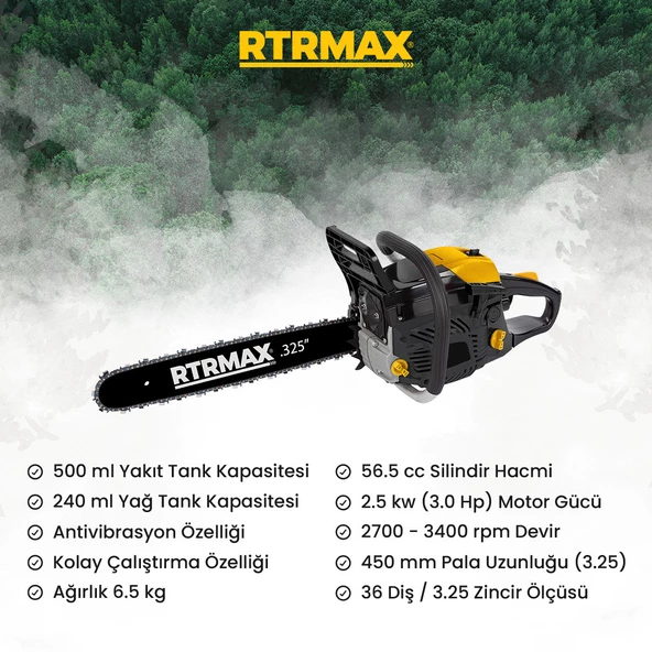 RTRMAX RTM960 BENZİNLİ AĞAÇ MOTORU 56,5 CC 45CM PALA - 2