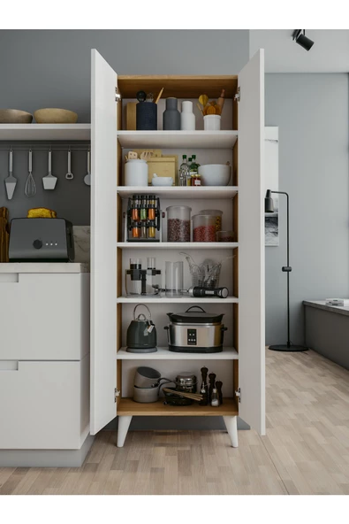 Çok Amaçlı Dolap Marbella Mutfak Banyo Hol Kapaklı Raflı Dolap - 3