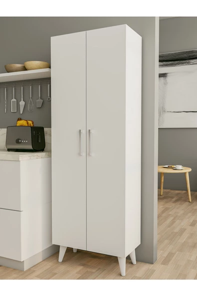 MONTENERO Çok Amaçlı Dolap Parlak Beyaz Kiler Dolabı Erzak Dolabı Mutfak Dolabı Banyo Dolabı 6 Raflı - 2