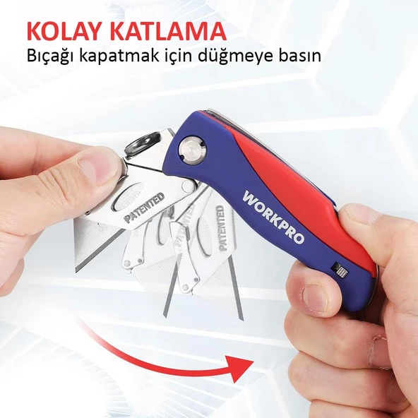Workpro Wp211006 Ağır Hizmet Paslanmaz Çelik Gövde Katlanır Rötuş Maket Bıçağı + 6 Adet Yedek Bıçak - 9