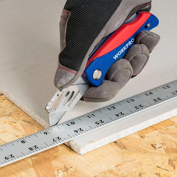 Workpro Wp211006 Ağır Hizmet Paslanmaz Çelik Gövde Katlanır Rötuş Maket Bıçağı + 6 Adet Yedek Bıçak - 6