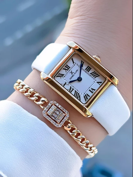 Daniel Klein Retro Vintage Model Deri Kordon 3 Atm Suya Dayanıklı Kadın Kol Saati+Bileklik DK13787.4 ürün görseli