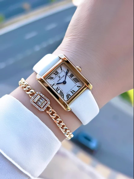 Daniel Klein Retro Vintage Model Deri Kordon 3 Atm Suya Dayanıklı Kadın Kol Saati+Bileklik DK13787.4 - Resim 2