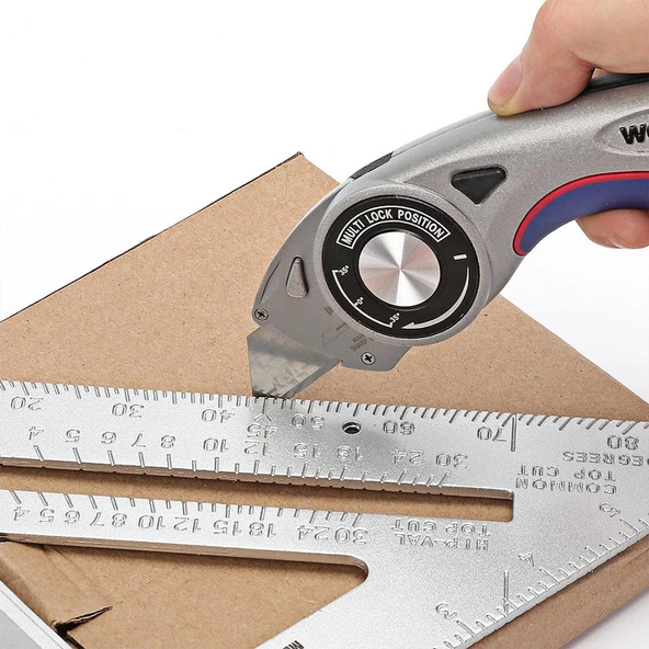 WORKPRO WP211013 Ağır Hizmet Alüminyum Gövde Açı Ayarlı Katlanır Rötuş Maket Bıçağı + 5 Adet Yedek Bıçak - 9