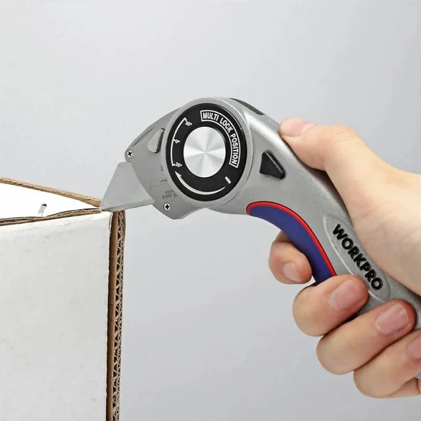 WORKPRO WP211013 Ağır Hizmet Alüminyum Gövde Açı Ayarlı Katlanır Rötuş Maket Bıçağı + 5 Adet Yedek Bıçak - 11