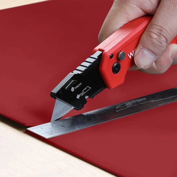WORKPRO WP211018 Profesyonel Katlanır Çok Amaçlı Rötuş Maket Bıçağı + 10 Adet Yedek Bıçak - 9