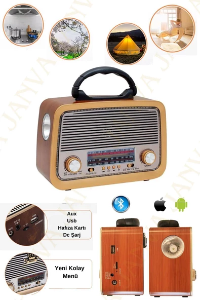 Janva Shop-rt-301 Nostaljik Görünümlü Bluetoothlu Mp3 Çalar Radyo Müzik Kutusu Rt301 - 5