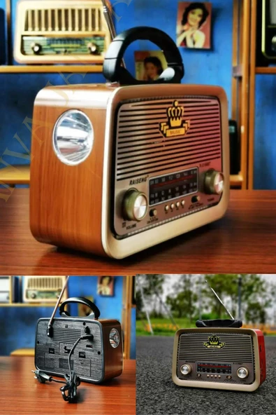 Janva 301 RADYO LEDLİ+FENERLİ+BT Özellikli Nostaljik Fm Radyo ve Müzik Kutusu - 6