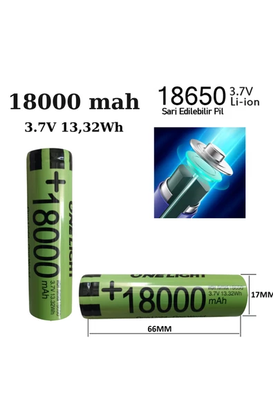 Janva 18650 Pil 18000 Mah 3,7v 13,32 Wh Şarjlı Lion Pil Yeni Üretim Matkap Fener Radyo