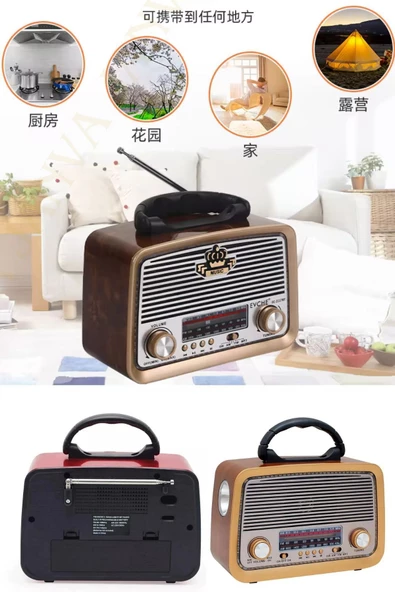 Janva 301 Ahşap/kahve Eskitme Nostalji Tasarımlı Bluetoothlu Nostalji Radyo Fm-sd Kart-aux - 2
