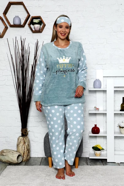 Nisanca Büyük Beden Kadın Polar Peluş Pijama Takımı - 11
