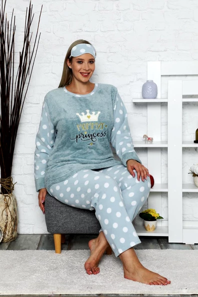 Nisanca Büyük Beden Kadın Polar Peluş Pijama Takımı - 12