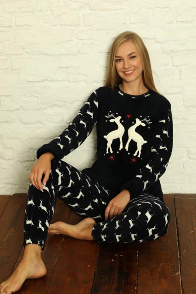 Nisanca Büyük Beden Kadın Polar Peluş Pijama Takımı - 10