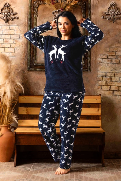 Nisanca Büyük Beden Kadın Polar Peluş Pijama Takımı - 3
