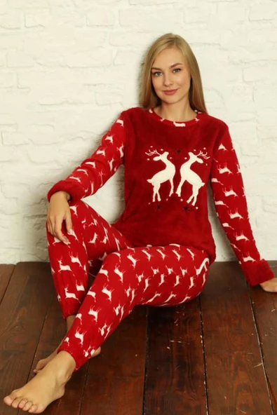 Nisanca Büyük Beden Kadın Polar Peluş Pijama Takımı - 8