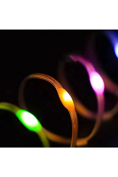 RGB Şarjlı 8x80 Led Kamp Lambası Işıldak Fener Dekor Lambası Yıl Başı Süsü Perde Peri Şerit Led - 5