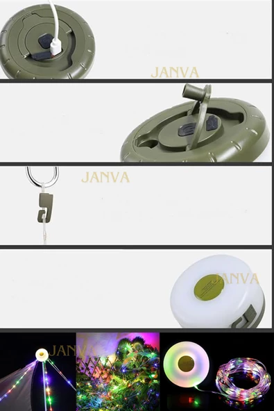 RGB Şarjlı 8x80 Led Kamp Lambası Işıldak Fener Dekor Lambası Yıl Başı Süsü Perde Peri Şerit Led