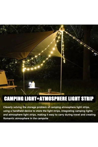 8.1 M Kamp Çadır Yılbaşı Organizasyon Led Gün Işığı Kamp Lambası Işıldak Fener Açılıp Toplanabilen - 6