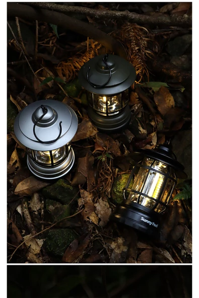 Dekoratif Nostaljik ışığı ayarlanabilir Şarjlı Ledli Kamp Lambası Işıldak Fener 18650 şarjlı pilli - 3