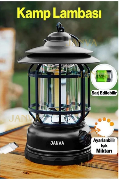 Pratik Nostaljik ışığı ayarlanabilir Şarjlı Ledli Kamp Lambası Işıldak Fener 18650 şarjlı pilli