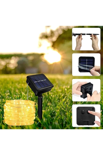 Solar Enerjili Panelli Çam Ağacı Led Bahçe Balkon Ağaç Süsleme Aydınlatma Dekoratif - 3