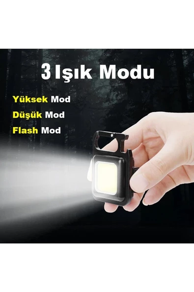 Metal Kasa Şarj Edilebilir Led, Anahtarlık El Feneri, Mıknatıslı, Kamp Aydınlatma 800mah - 2
