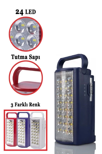 24 Led Ultra Güçlü Şarjlı Işıldak Powerbank El Feneri Kamp Masa Kafa Avcı Piknik Çadır Lambası - 5