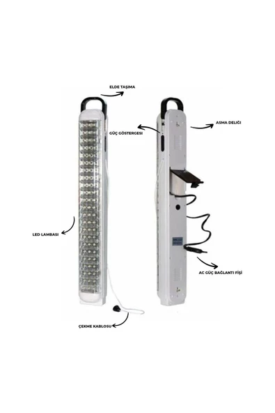 Apartman Acil Durum Lambası Işıldak Fener Isg Koridor Merdiven Işyeri Otomatik Yanan Ipli 69 Led - Resim 4